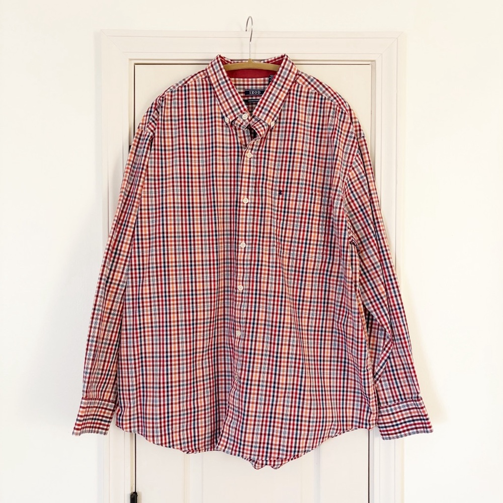 Izod long sleeve button down shirt essentials xl fall colors